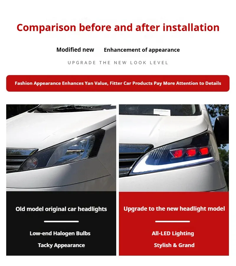 Фары передние LED с ходовыми огнями для Nissan NV200 (2010-2018), комплект, комплект, FT Carlight Carlight — фото 7