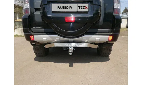 Фаркоп (надпись Pajero ,оцинкованный, шар E), Mitsubishi Pajero IV 2007-, ТСС — фото 1