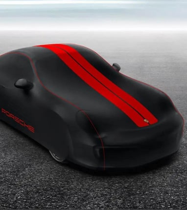 Гаражный чехол автомобиля Plus, чёрный, красный декор для Porsche 911 991.1, 911 991.2 — фото 3