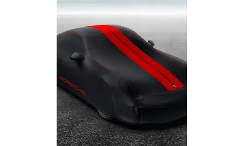 Гаражный чехол автомобиля Plus, чёрный, красный декор для Porsche 911 991.2 Turbo — фото 3