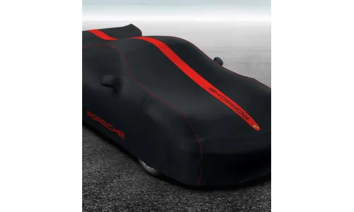 Чехол для хранения автомобиля в помещении Indoor Car Cover Plus, чёрный с красной отделкой для Porsche 911 991.1 GT3 RS — фото 3