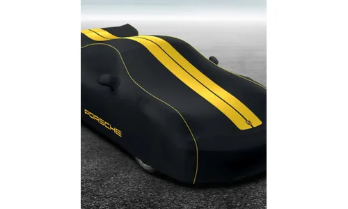 Гаражный чехол автомобиля Plus, чёрный, жёлтый декор для Porsche 911 991.2 — фото 3