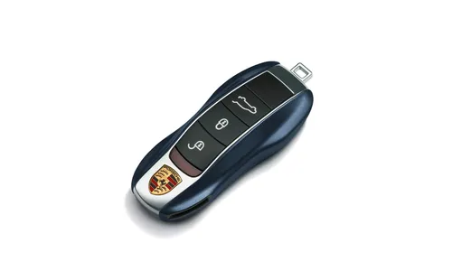 Окрашенные боковые накладки ключа, 2 шт., Синий Algarve металлик для Porsche Cayenne, Macan, Boxster/Cayman, 911, Panamera — фото 1