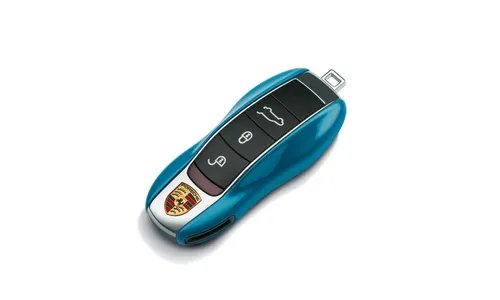 Окрашенные боковые накладки ключа, 2 шт., Голубой Miami для Porsche Cayenne, Macan, Boxster/Cayman, 911, Panamera — фото 1