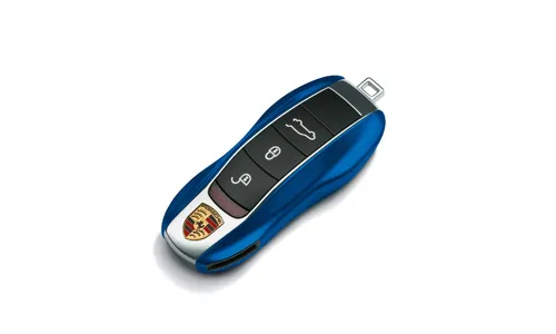 Окрашенные боковые накладки ключа, 2 шт., Сапфировый синий металлик для Porsche Cayenne, Macan, Boxster/Cayman, 911, Panamera — фото 1