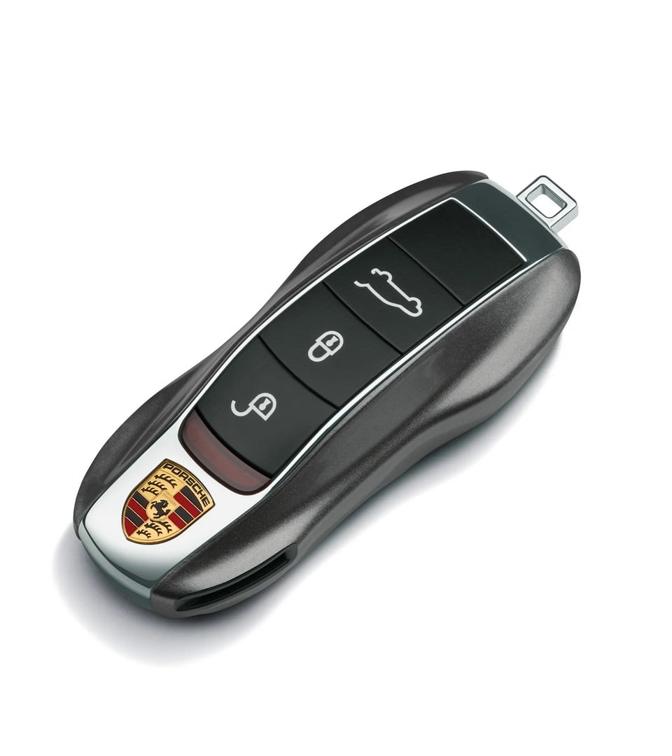 Окрашенные боковые накладки ключа, 2 шт., Агатовый серый металлик для Porsche Cayenne, Macan, Boxster/Cayman, 911, Panamera — фото 1