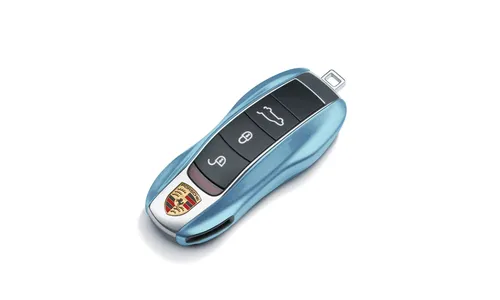 Окрашенные боковые накладки ключа, 2 шт., Синий Shore металлик для Porsche Cayenne, Macan, Boxster/Cayman, 911, Panamera — фото 1