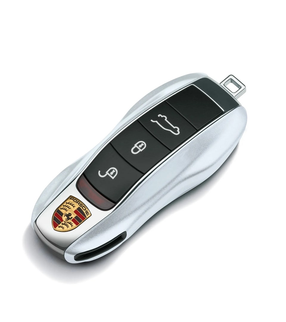 Окрашенные боковые накладки ключа, 2 шт., Белый Carrara металлик для Porsche Cayenne, Macan, Boxster/Cayman, 911, Panamera — фото 1