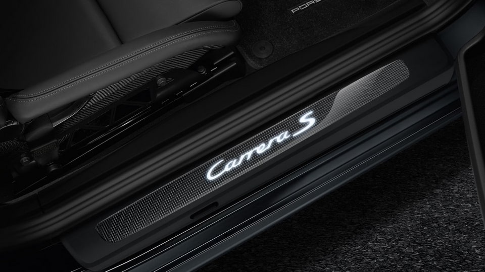 Карбоновые накладки порогов с подсветкой, «Carrera S», 2 шт. для Porsche 911 991.1, 911 991.2 — фото 2
