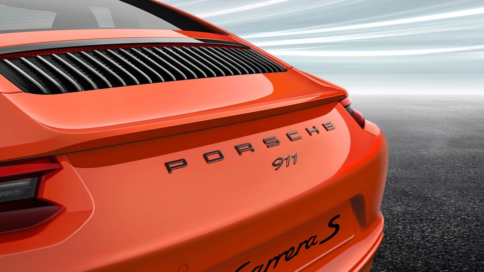 Комплект задних надписей с обозначением 911, чёрный глянцевый для Porsche 911 991.2 — фото 1