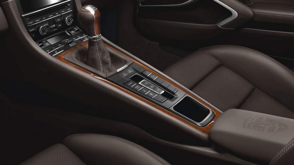Накладка центральной консоли из махагони для Porsche Boxster/Cayman 981, Boxster/Cayman 982, 911 991.1, 911 991.2 — фото 1