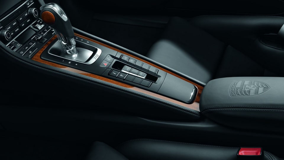 Накладка центральной консоли из махагони для Porsche Boxster/Cayman 981, Boxster/Cayman 982, 911 991.1, 911 991.2 — фото 5
