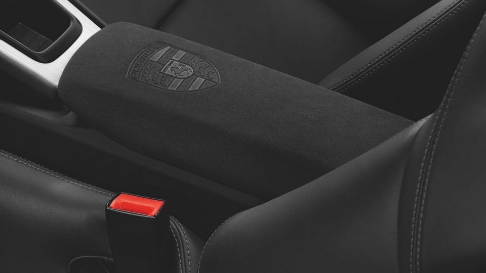 Крышка отсека центральной консоли Alcantara с гербом для Porsche Boxster/Cayman 981, 911 991.1 — фото 1