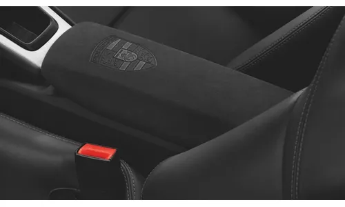 Крышка отсека центральной консоли Alcantara с гербом для Porsche Boxster/Cayman 981, 911 991.1 — фото 1