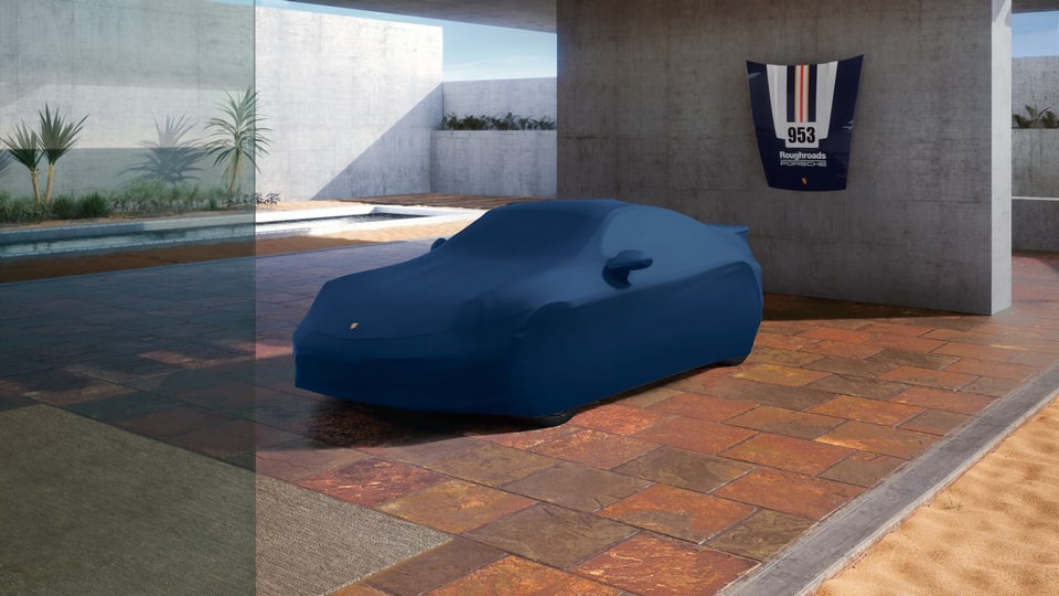 Уличный чехол Outdoor Car Cover Plus, синий, без багажной корзины для Porsche 911 992.1 Dakar — фото 1