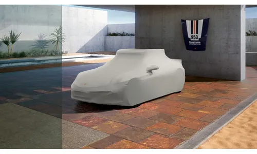 Уличный чехол Outdoor Car Cover Plus, бежевый, с багажной корзиной для Porsche 911 992.1 Dakar — фото 1