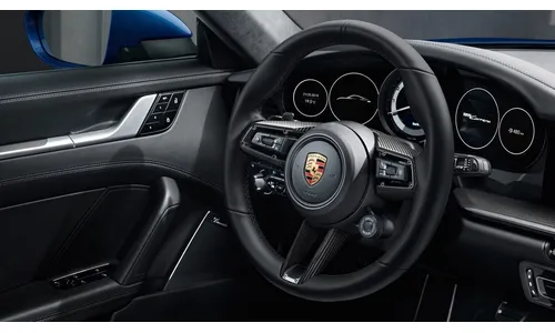 Кожаный руль GT Sport с матовым карбоном и чехлом ключа, с Sport Chrono, для PDK для Porsche 911 992.1 — фото 1