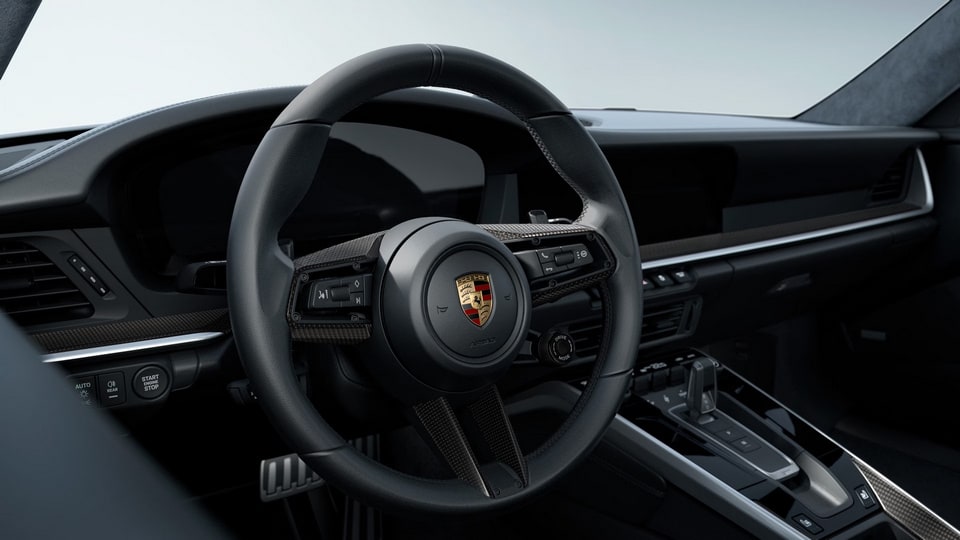 Руль GT Sport с кожаной обивкой и матовой карбоновой накладкой, с Sport Chrono для Porsche 911 992.2 — фото 1