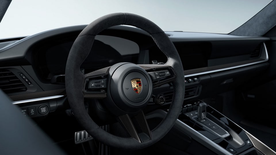 Руль GT Sport Race-Tex и матовой карбоновой накладкой, с Sport Chrono для Porsche 911 992.2 — фото 1