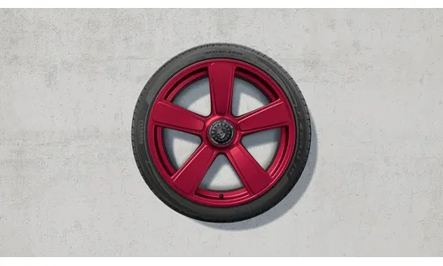 Комплект летних колёс 20/21 дюймов, дизайн 911 Sport Classic, красный Pyro Red, центральное крепление для Porsche 911 992.2 Turbo S — фото 1