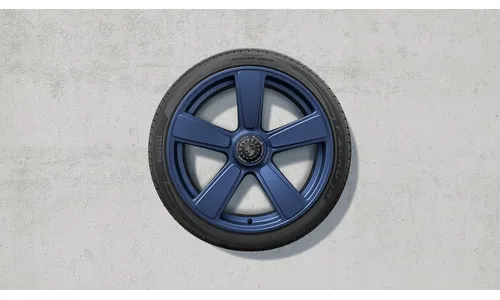 Комплект летних колёс 20/21 дюймов, дизайн 911 Sport Classic, синий Indigo Blue, центральное крепление для Porsche 911 992.2 Turbo S — фото 1