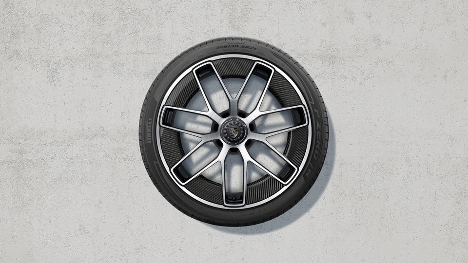 Комплект колёс 20/21 дюйм Turbo Exclusive Design с Carbon Blades, чёрный глянцевый для Porsche 911 992.2 Turbo S — фото 1