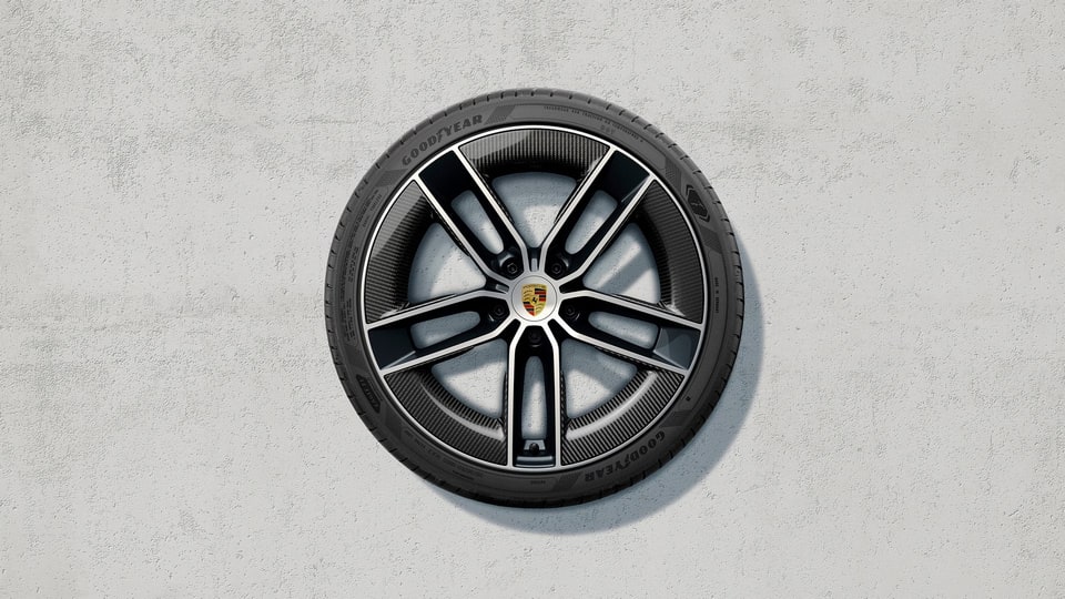 Комплект летних колёс 20/21 дюймов, Carrera Exclusive Design, чёрный глянцевый, Carbon Blades для Porsche 911 992.2 — фото 1