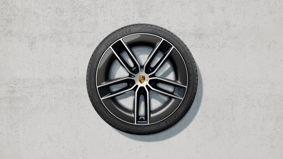 Комплект летних колёс 20/21 дюймов, Carrera Exclusive Design, чёрный глянцевый, Carbon Blades для Porsche 911 992.2 — фото 1