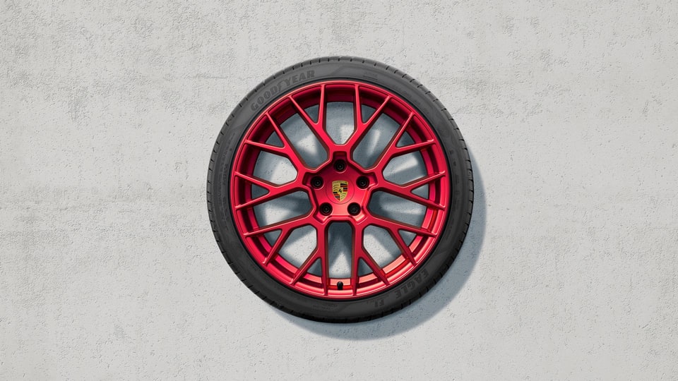 Комплект летних колёс 20/21 дюймов, RS Spyder Design, красный Pyro Red для Porsche 911 992.2 — фото 1