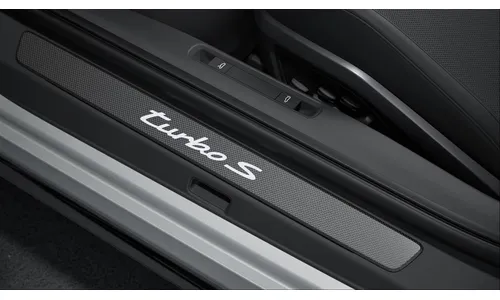 Накладки порогов с белой подсветкой, матовый карбон, turbo S для Porsche 911 992.1 Turbo S, 911 992.2 Turbo S — фото 1