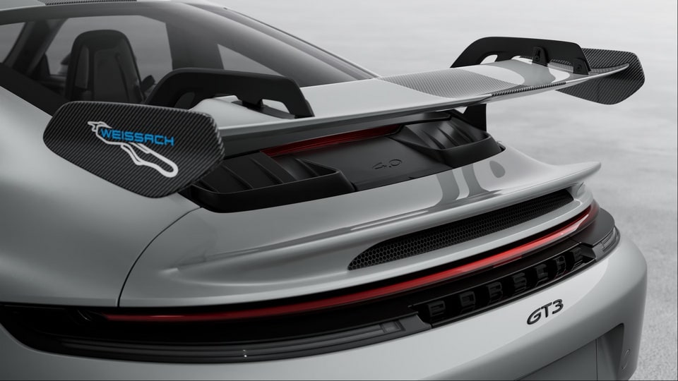 Цветной логотип Weissach для заднего крыла, голубой Arctic Blue для Porsche 911 992.2 GT3 — фото 1