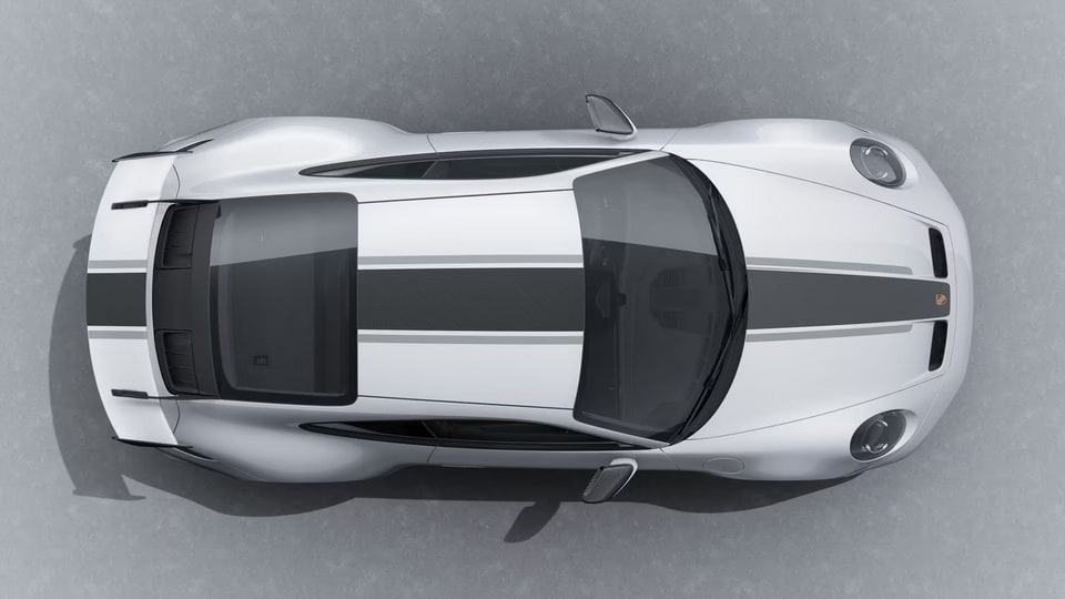 Цветные декоративные полосы Weissach, серебристый для Porsche 911 992.2 GT3 — фото 1
