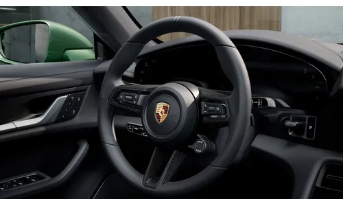 Кожаный руль с матовой карбоновой накладкой, с Sport Chrono для Porsche Taycan J1 II — фото 1