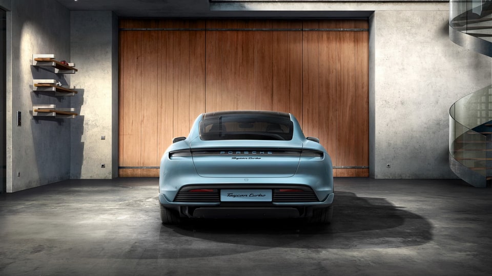 Задняя световая полоса с голубой надписью Glacier Ice Blue для Porsche Taycan J1 — фото 1