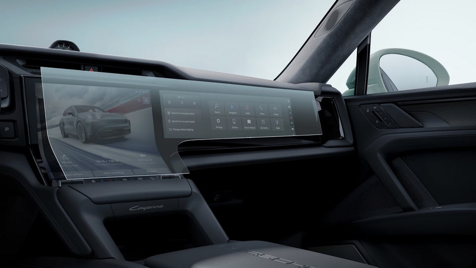 Комплект защитных плёнок экранов, матовые, с экраном пассажира для Porsche Cayenne Electric E4 — фото 1