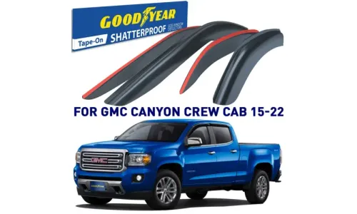 Дефлекторы боковых окон 2015-2022 GMC Canyon Crew Cab, накладные, GoodYear — фото 1