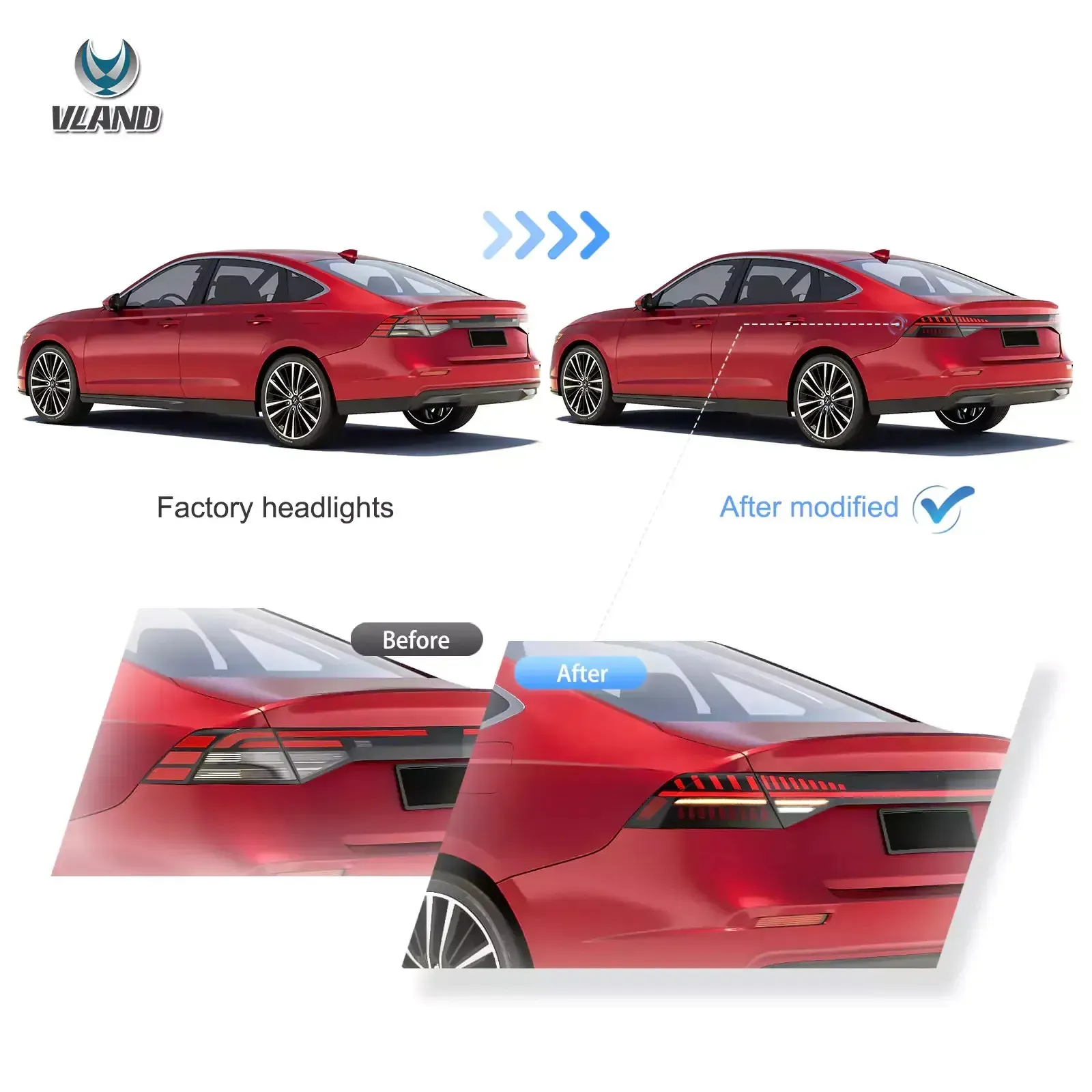 Задние фонари VLAND Full LED анимация запуска для Honda Accord 11 (2023-2025) — фото 6