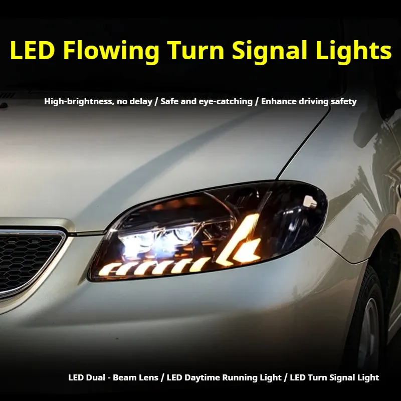 Фары передние LED с ходовыми огнями для Toyota Vios (2003-2004), комплект, комплект, FT Carlight Carlight — фото 3