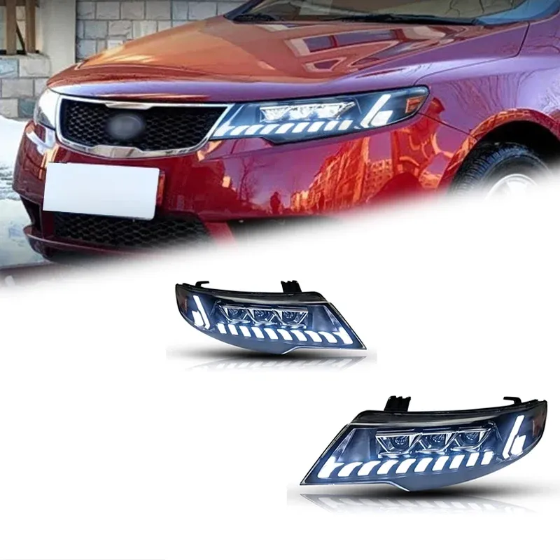 Фары передние LED с ходовыми огнями для Kia Forte (2009-2013), комплект, комплект, FT Carlight Carlight — фото 1