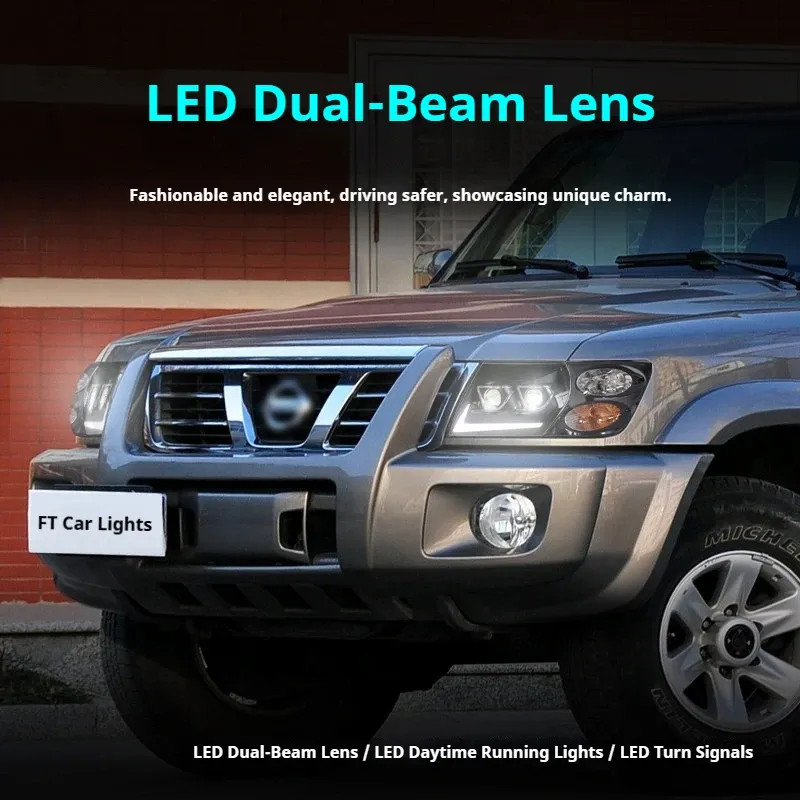 Фары передние LED с ходовыми огнями для Nissan Patrol Y61 (1999-2003), комплект, FT Carlight — фото 4