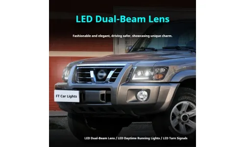 Фары передние LED с ходовыми огнями для Nissan Patrol Y61 (1999-2003), комплект, FT Carlight — фото 4
