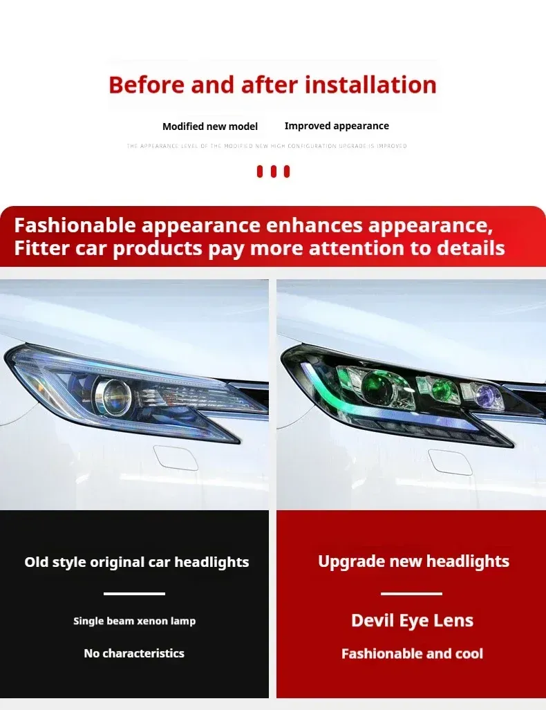 Фары передние LED с ходовыми огнями RGB для Toyota Mark X (2013-2017), комплект, комплект, FT Carlight Carlight — фото 7