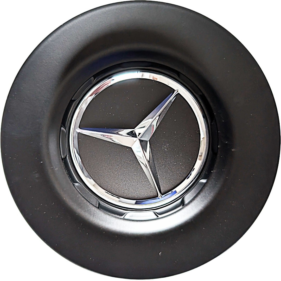 Центральная накладка колесного диска, матовый черный, Mercedes — фото 1