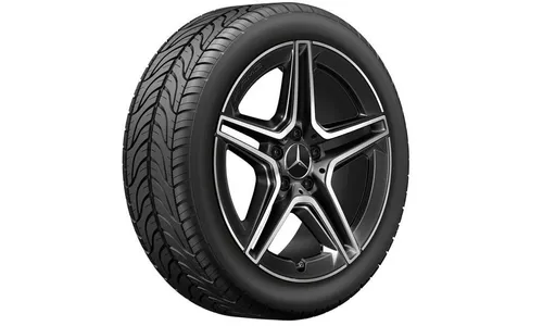 Колесный диск AMG 8J×18 ET49 для Mercedes-Benz CLA 118, передняя и задняя оси, черный, с алмазной проточкой, 5 двойных спиц — фото 1