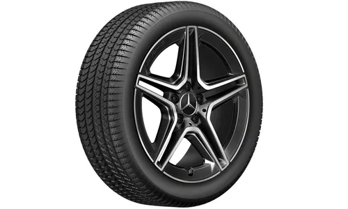 Колесный диск AMG 8J×18 ET49 для Mercedes-Benz CLA 118, передняя и задняя оси, черный, с алмазной проточкой, 5 двойных спиц — фото 2