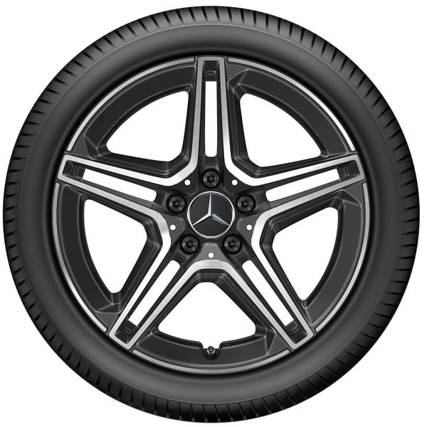 Колесный диск AMG 8J×18 ET49 для Mercedes-Benz CLA 118, передняя и задняя оси, черный, с алмазной проточкой, 5 двойных спиц — фото 3