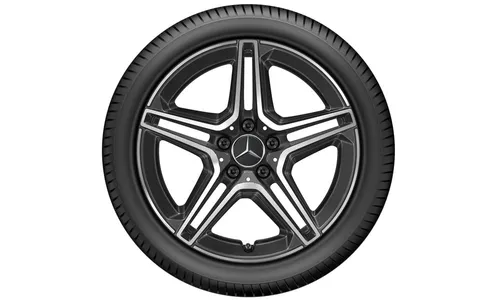 Колесный диск AMG 8J×18 ET49 для Mercedes-Benz CLA 118, передняя и задняя оси, черный, с алмазной проточкой, 5 двойных спиц — фото 3