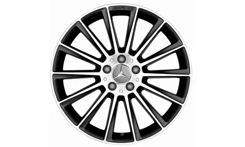 Колесный диск AMG 8J×19 ET43,5 для Mercedes-Benz GLA 156, передняя и задняя оси, черный, с алмазной проточкой, многоспицевый — фото 1