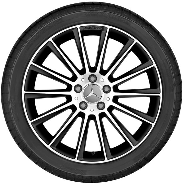 Колесный диск AMG 8J×19 ET43,5 для Mercedes-Benz GLA 156, передняя и задняя оси, черный, с алмазной проточкой, многоспицевый — фото 3