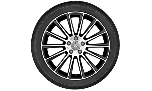 Колесный диск AMG 8J×19 ET43,5 для Mercedes-Benz GLA 156, передняя и задняя оси, черный, с алмазной проточкой, многоспицевый — фото 3